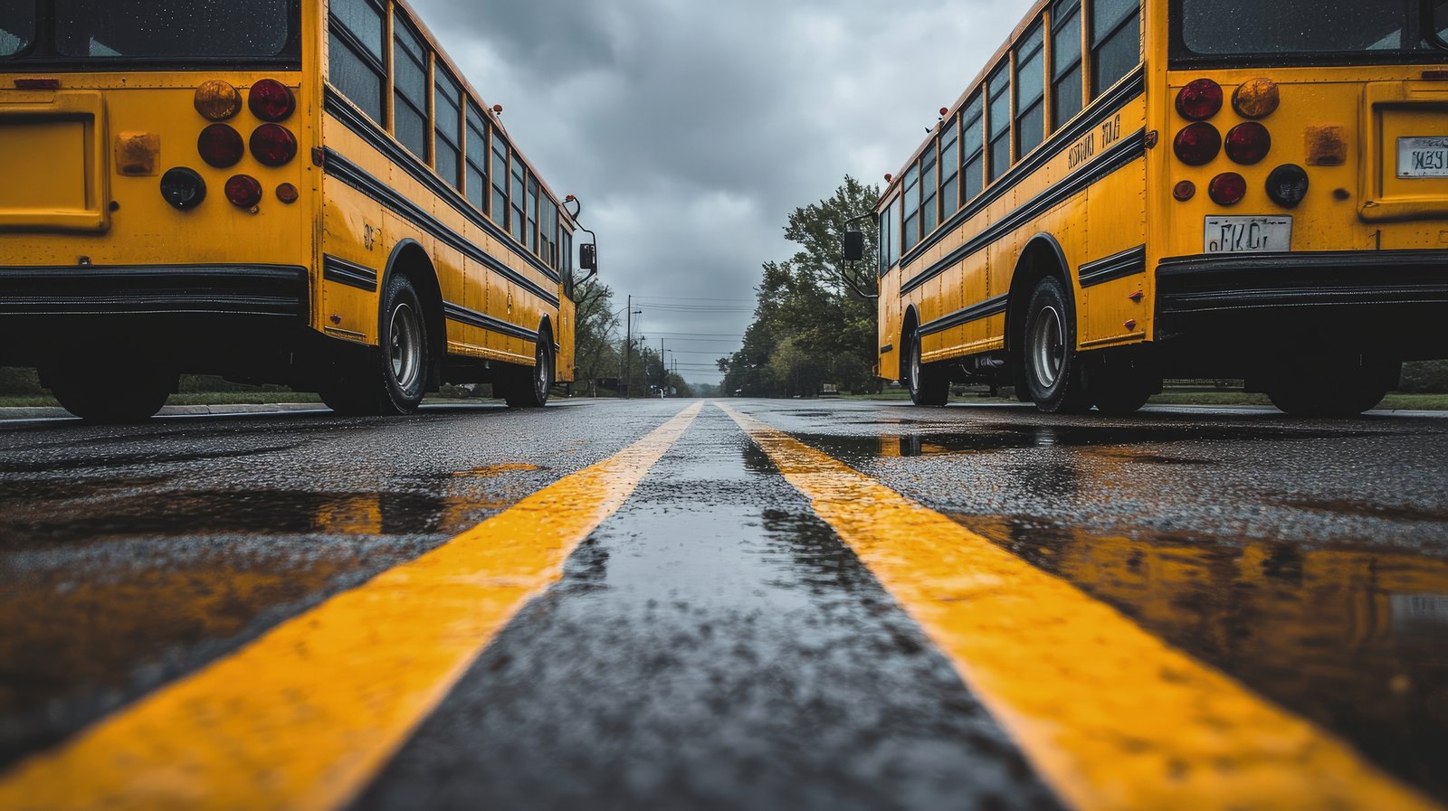 A StarTrans Sprinter van, school bus and highway coach parked side by side in Toronto